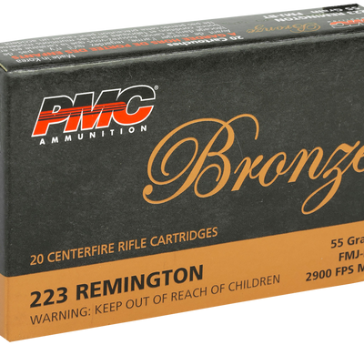 Pmc bronze 223 remington, 55gr, full metal jacket, boat tail, 20rd box