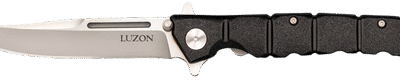 Cold steel luzon medium 4" folding clip point plain 8cr13mov ss blade/black gfn handle features safety switch includes pocket clip