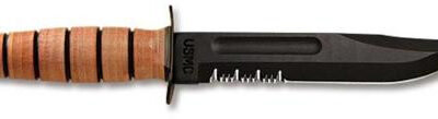 Kabar usmc fight 7" 1095 crovan serrated leather handle & sheath