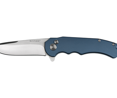 Sarge knives, sky-blue turbo lock folder, 7. 625" open, 4. 5" closed